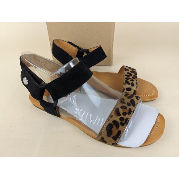 UGG Rynell Leopard Flat Sandals Womens 6M Black Leopard Ankle Strap Shoes NWB - Picture 4 of 13